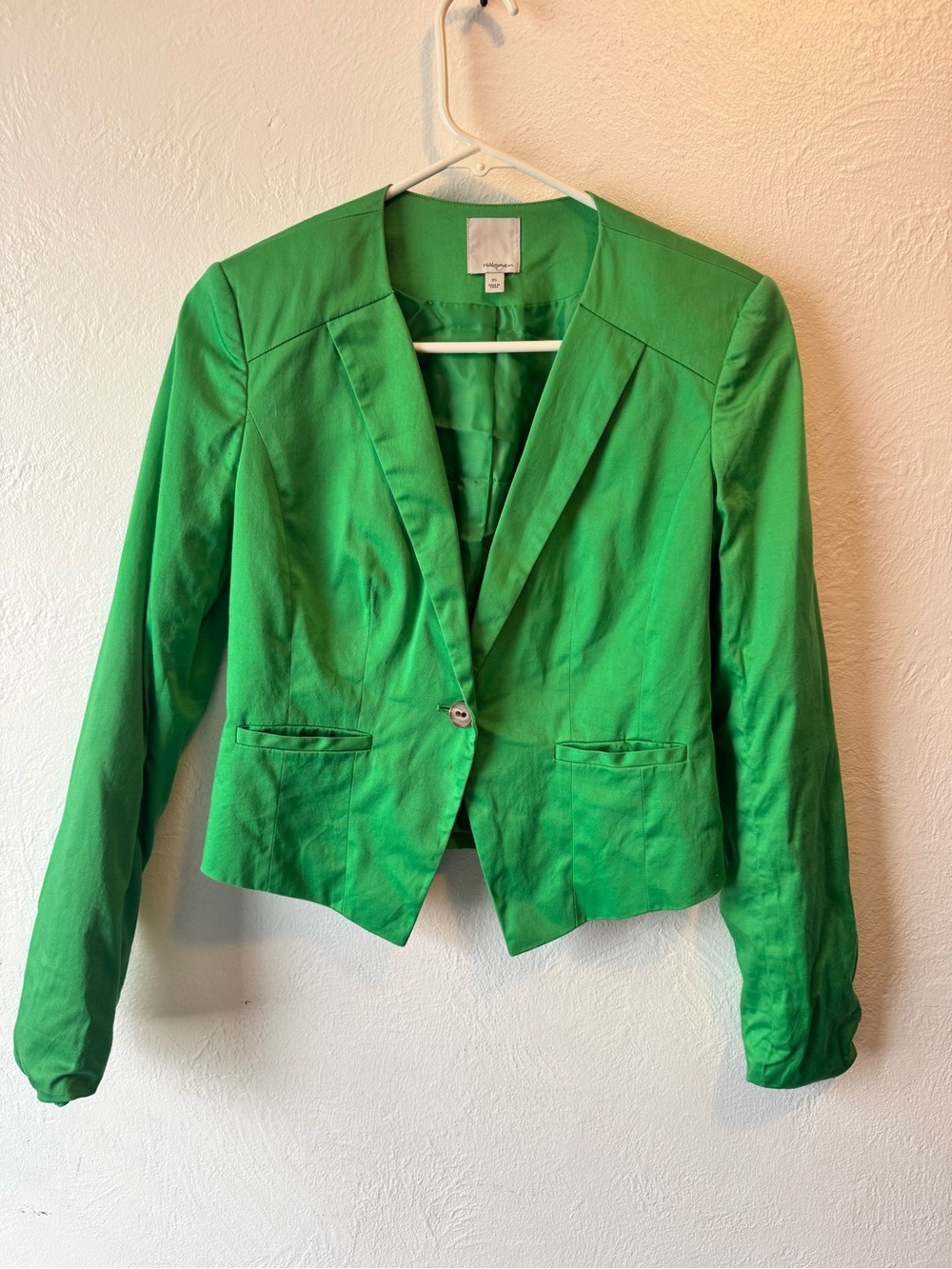 Halogen Bright Green Tailored One-Button Blazer